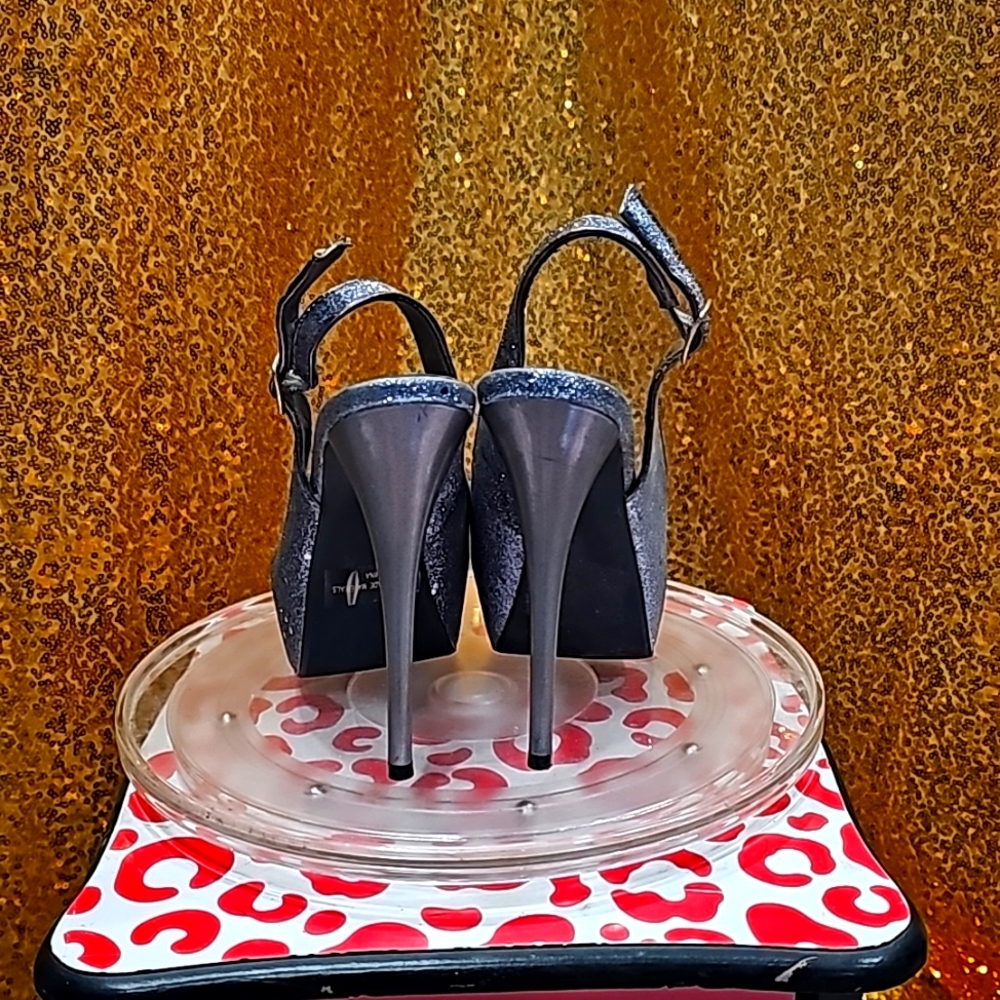 J Cupid Silver Sparkly Glitter High Heels size 6 - Picture 4 of 10